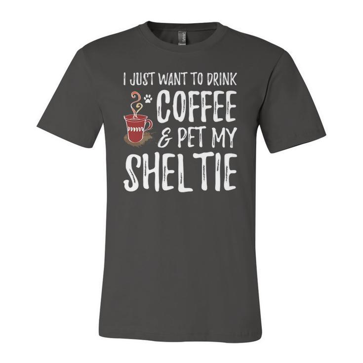 Sheltie Coffee Drinker Tees Jersey T-Shirt