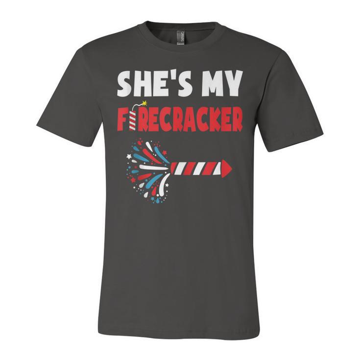 Shes My Firecracker  4Th Of July Matching Couples Cute  Unisex Jersey Short Sleeve Crewneck Tshirt