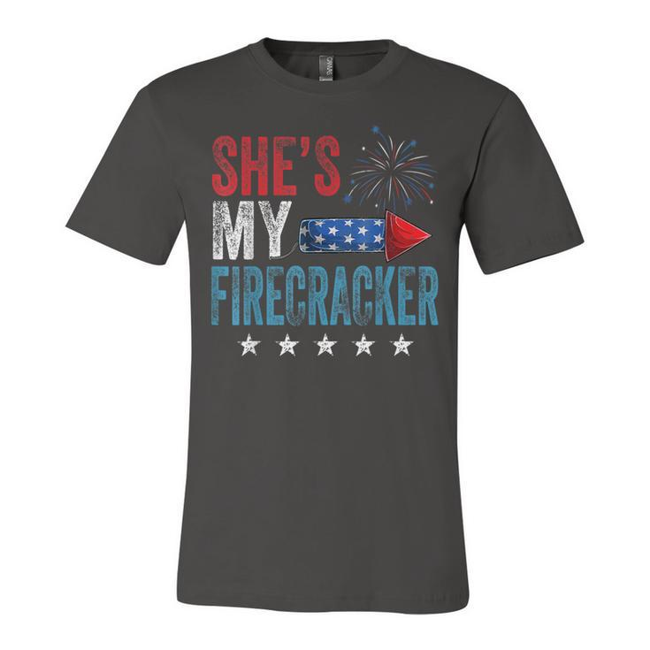 Shes My Firecracker His And Hers 4Th July Vintage Gift  Unisex Jersey Short Sleeve Crewneck Tshirt