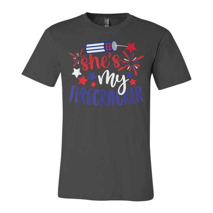 Shes My Firecracker His And Hers Patriot 4Th Of July  Unisex Jersey Short Sleeve Crewneck Tshirt