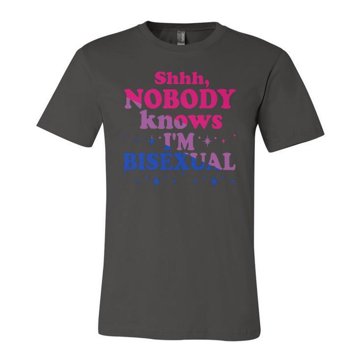 Shhh Nobody Knows Im Bisexual Lgbt Pride Jersey T-Shirt