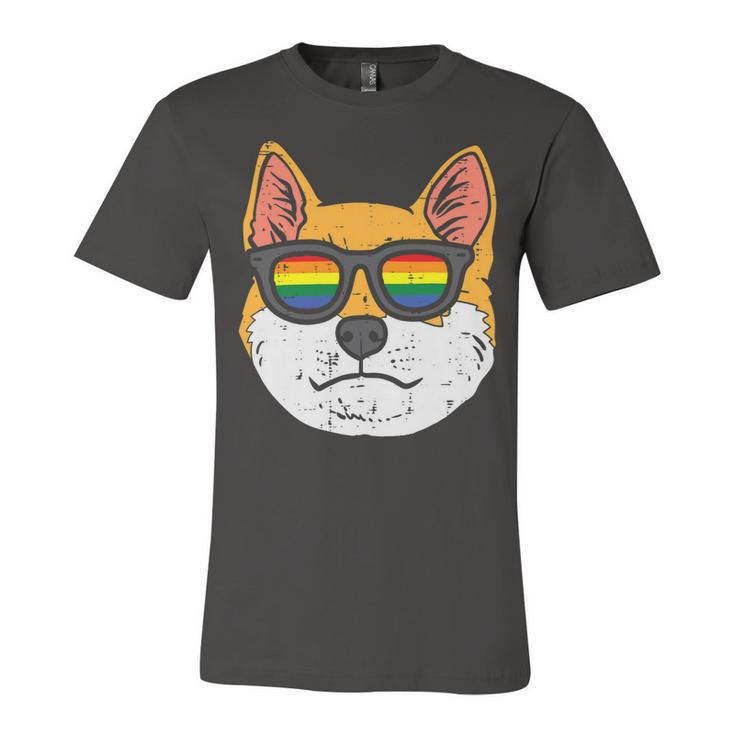 Shiba Inu Akita Dog Lgbtq Rainbow Flag Gay Pride Ally Lover T-Shirt Unisex Jersey Short Sleeve Crewneck Tshirt