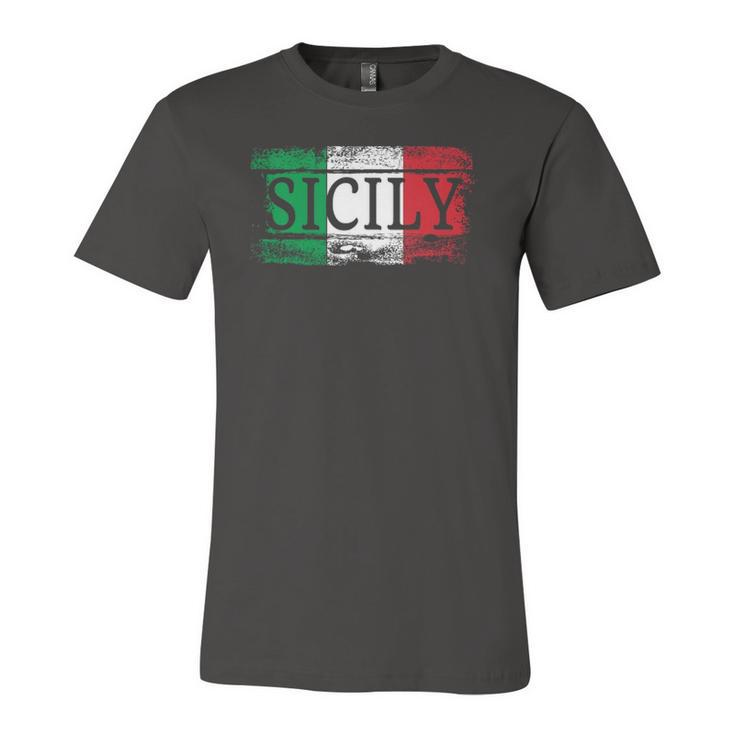 Sicilian Italian Italy Flag I Vintage Sicily Vacation Travel Jersey T-Shirt