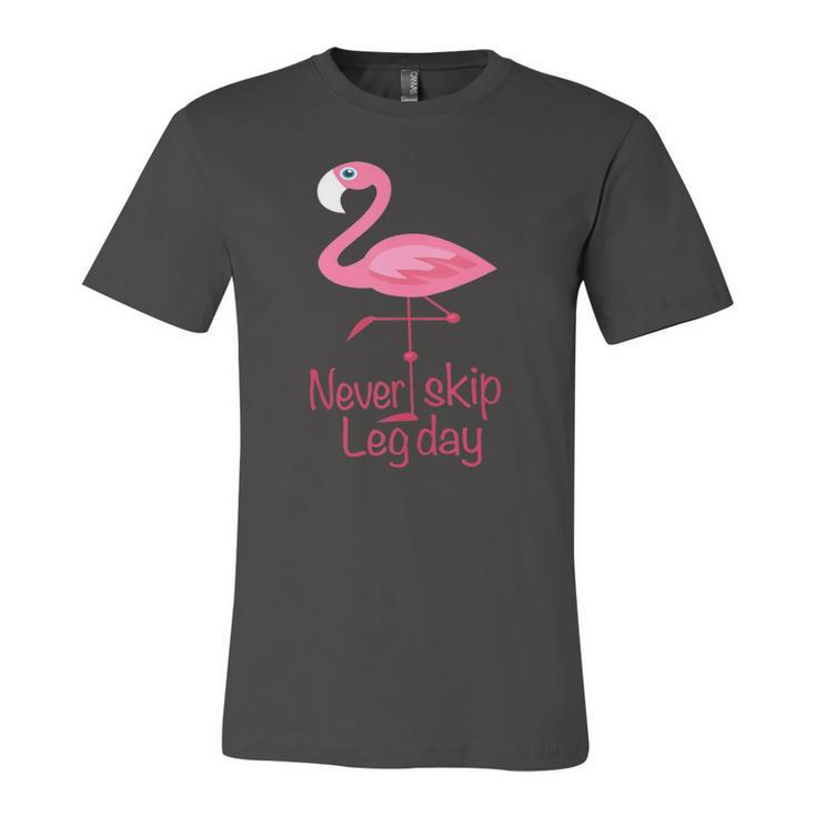 Never Skip Leg Day Gym Fitness Workout Flamingo Jersey T-Shirt