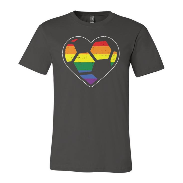 Soccer Heart Sport Lgbtq Rainbow Gay Pride Ally Jersey T-Shirt