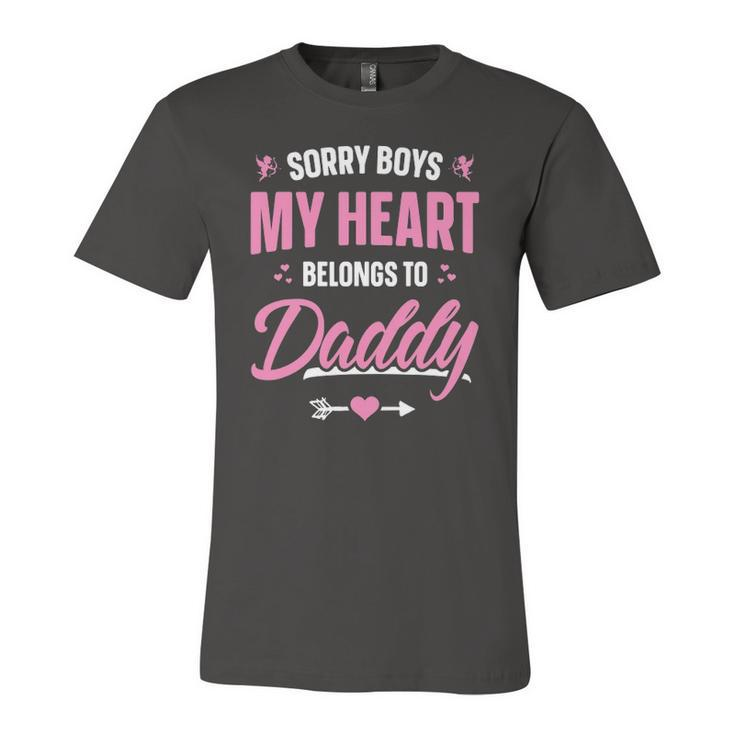 Sorry Boys My Heart Belongs To Daddy Girls Valentine Jersey T-Shirt