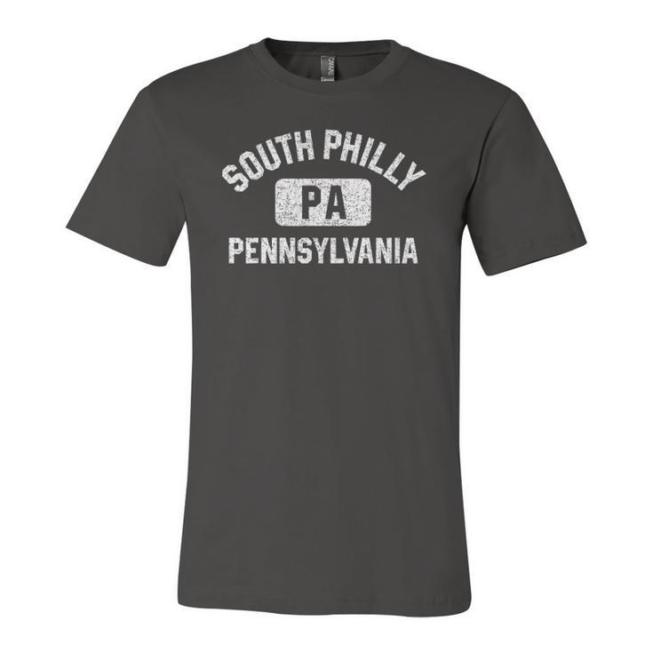 South Philly Philadelphia Pa Gym Style Distress White Print Jersey T-Shirt