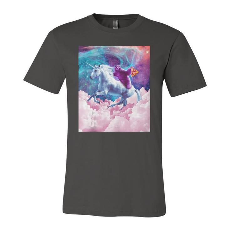 Space Sloth On Unicorn Sloth Pizza Jersey T-Shirt