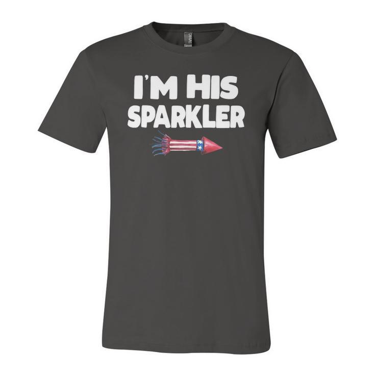 Im His Sparkler Fireworks Couple Matching 4Th Of July Jersey T-Shirt