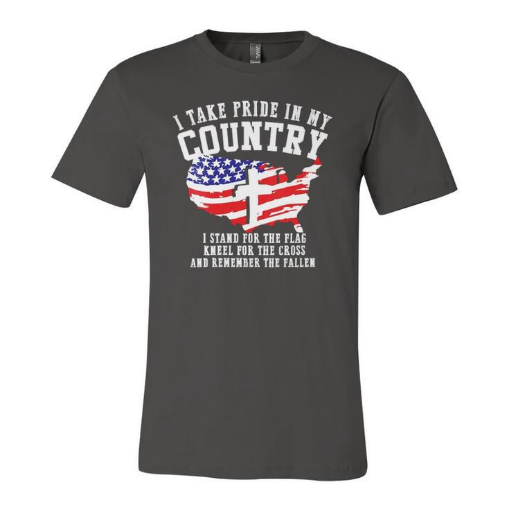Stand For The Flag Kneel For The Cross Patriotic 4Th Of July V-Neck Jersey T-Shirt