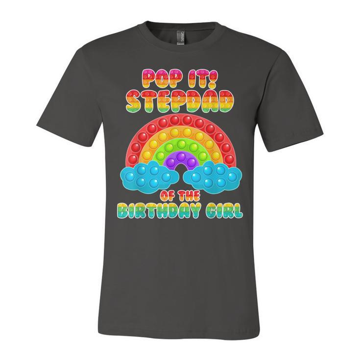 Stepdad Of The Birthday Girl Rainbow Birthday Kid  Unisex Jersey Short Sleeve Crewneck Tshirt