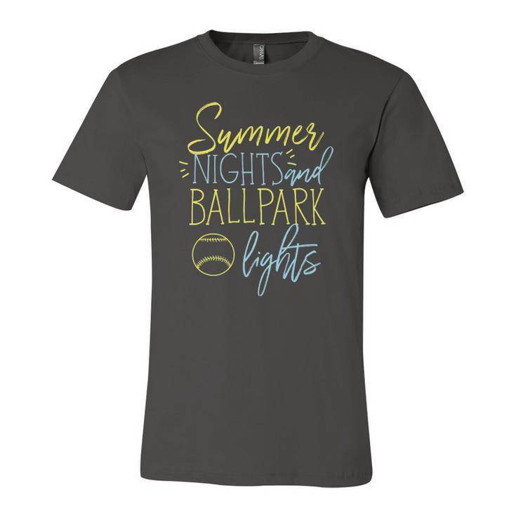 Summer Nights And Ball Park Lights Baseball Fans Jersey T-Shirt