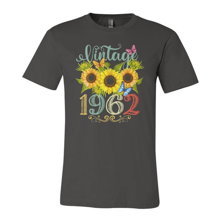 Sunflower Floral Butterfly Vintage 1962 60Th Birthday Jersey T-Shirt