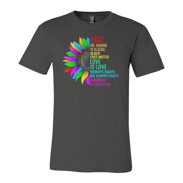 Sunflower Rainbow Science Is Real Black Lives Matter Lgbt Jersey T-Shirt