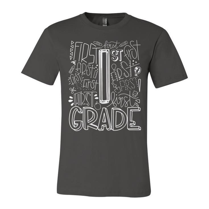 Team Kids Teacher Back To School 1St First Grade Typography  Unisex Jersey Short Sleeve Crewneck Tshirt
