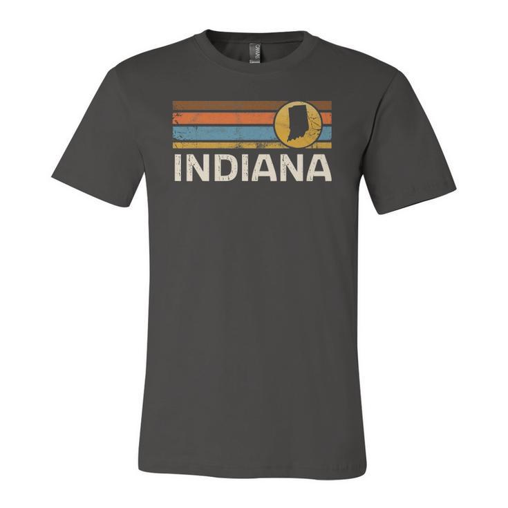 Graphic Tee Indiana Us State Map Vintage Retro Stripes Jersey T-Shirt