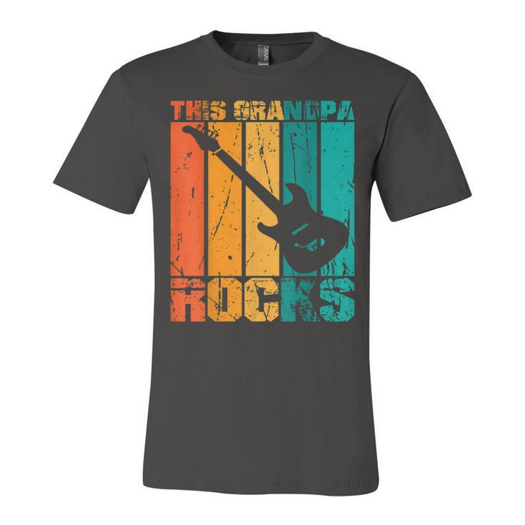 This Grandpa Rocks Design Fathers Day Birthday Guitar  Unisex Jersey Short Sleeve Crewneck Tshirt