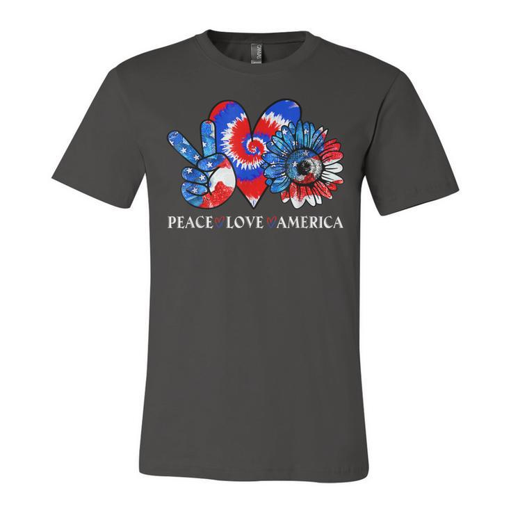Tie Dye 4Th Of July Peace Love America Sunflower Patriotic  Unisex Jersey Short Sleeve Crewneck Tshirt