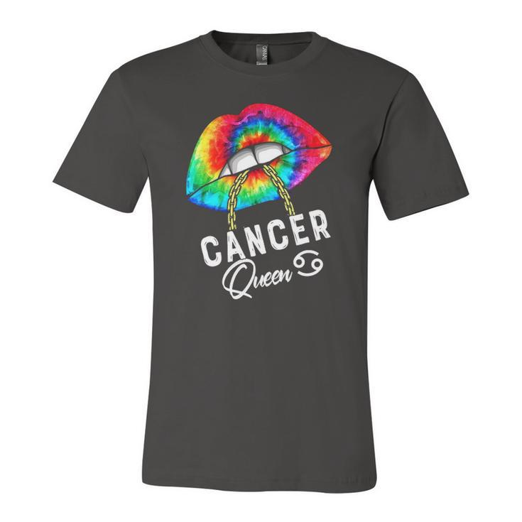 Tie Dye Cancer Queen Lips Zodiac July June Queens Jersey T-Shirt