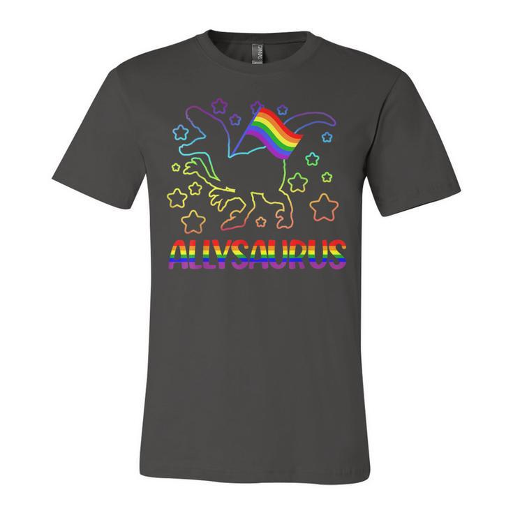 Trans Ally Allysaurus Gay Pride Lgbtq Trans Flag Dinosaur  V3 Unisex Jersey Short Sleeve Crewneck Tshirt