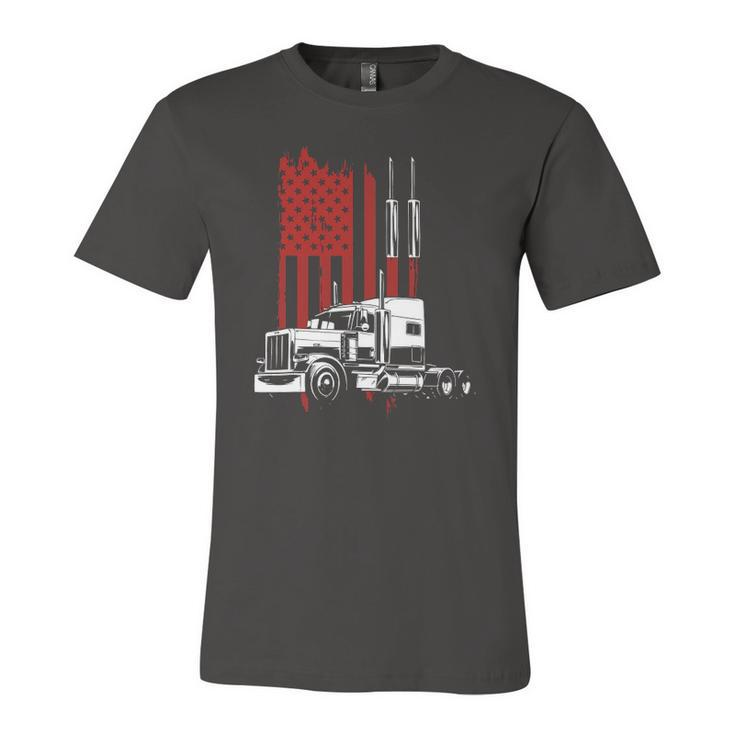 Trucker American Flag Patriotic Truck Driver 4Th Of July Jersey T-Shirt