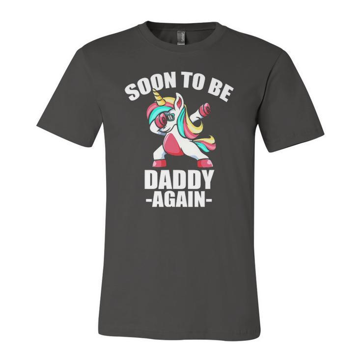Unicorn Daddy Again 2022  Soon To Be Dad Again 2022 Baby Shower Unisex Jersey Short Sleeve Crewneck Tshirt
