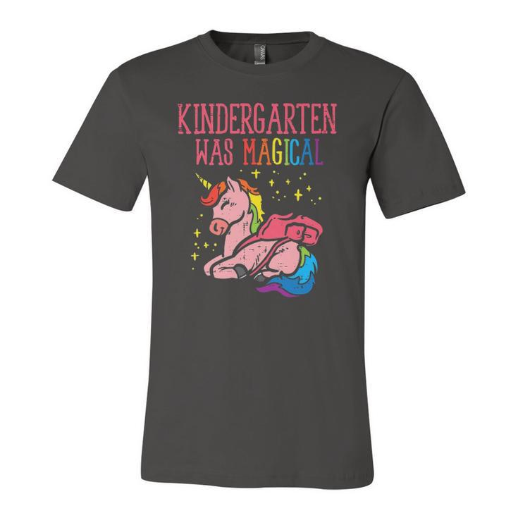 Unicorn Kindergarten Was Magical Last Day Graduation Girls Jersey T-Shirt