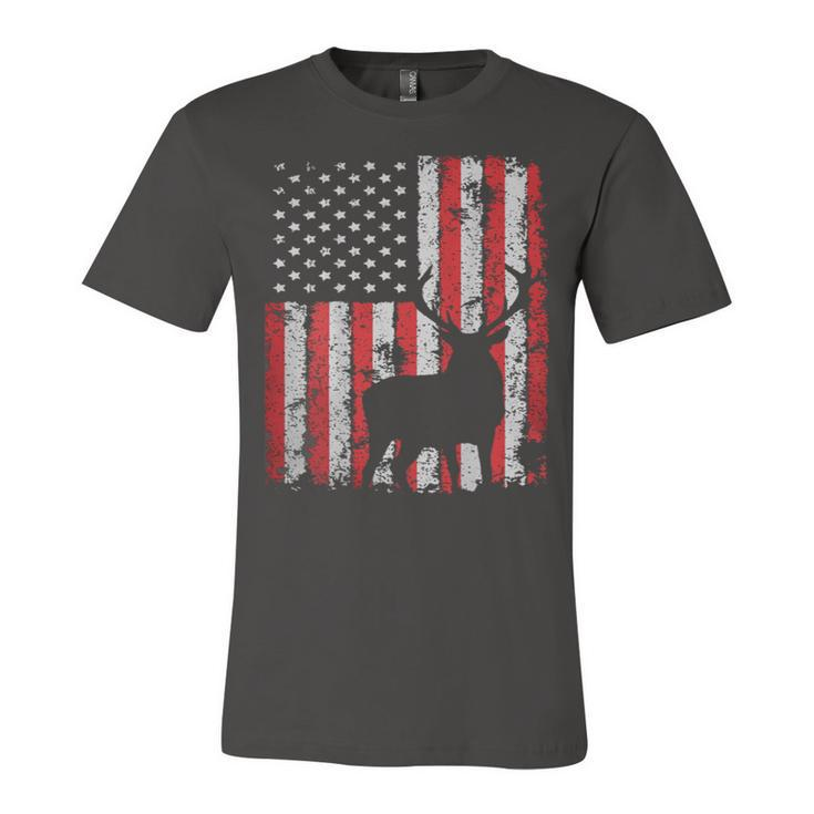 Usa Flag Day Deer Hunting 4Th July Patriotic Gift  Unisex Jersey Short Sleeve Crewneck Tshirt