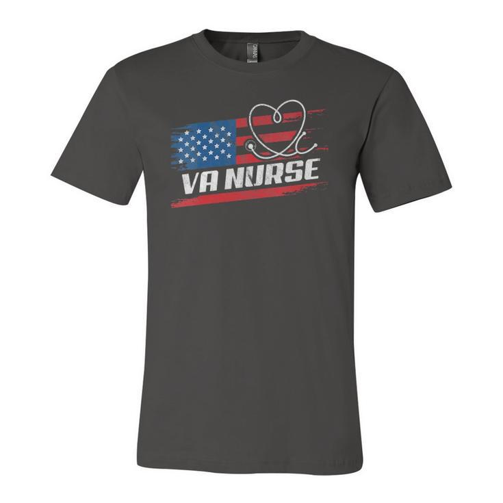 Va Nurse Usa American Flag Stethoscope 4Th Of July Patriotic V-Neck Jersey T-Shirt