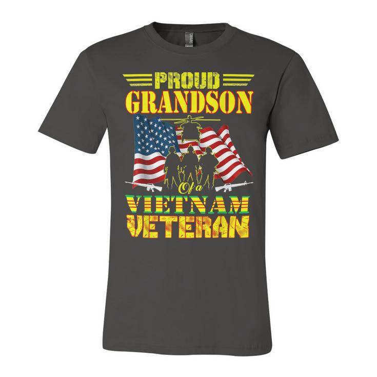 Veteran Veterans Day Proud Grandson Of A Vietnam Veteran For 142 Navy Soldier Army Military Unisex Jersey Short Sleeve Crewneck Tshirt