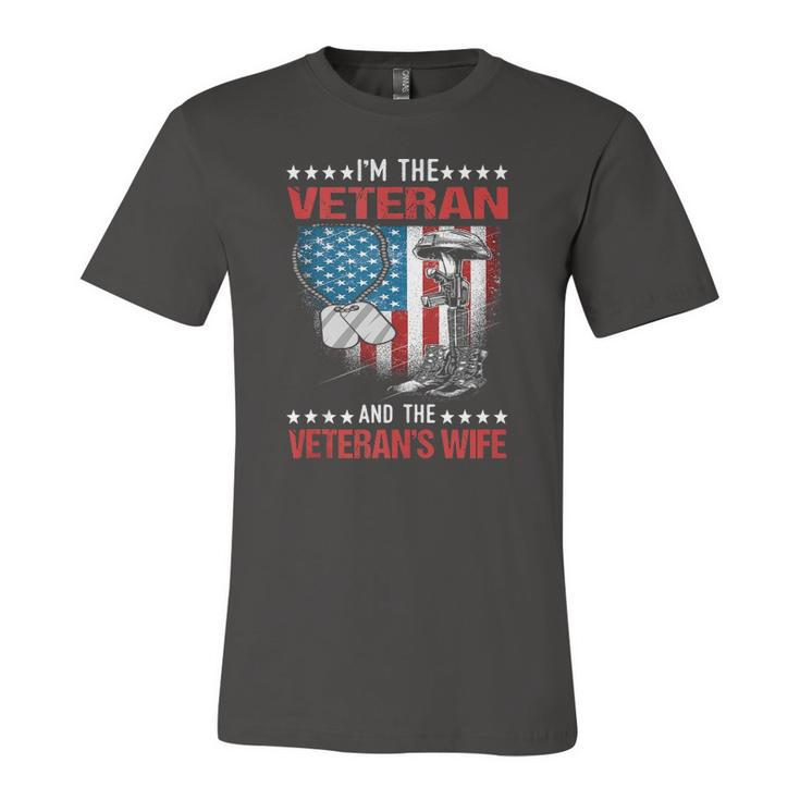Im The Veteran And The Veterans Wife Female Veterans Jersey T-Shirt