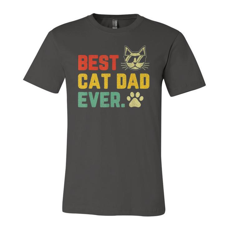 Vintage Best Cat Dad Ever Cat With Sunglasses Fathers Day Jersey T-Shirt