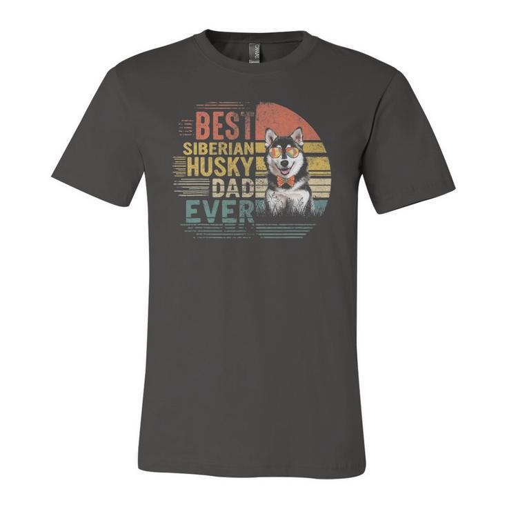 Vintage Fathers Day Retro Best Siberian Husky Dad Ever Jersey T-Shirt