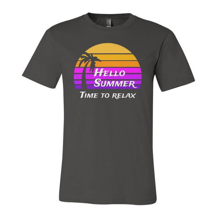 Vintage Hello Summer Its Time To Relax Jersey T-Shirt