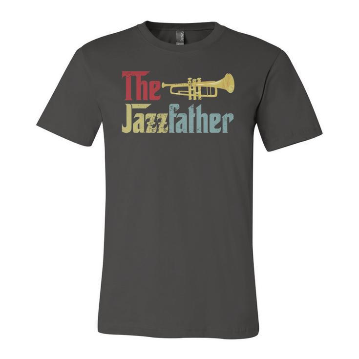 Vintage The Jazzfather Happy Fathers Day Trumpet Player Jersey T-Shirt