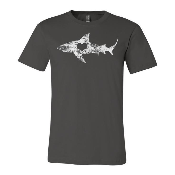 Vintage Shark Silhouette Hammerhead Shark Tiger Shark Heart   158 Trending Shirt Unisex Jersey Short Sleeve Crewneck Tshirt