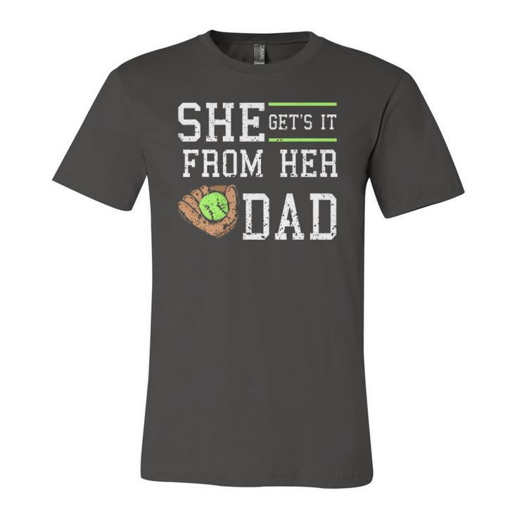 Vintage She Gets It From Her Dad Daughter Father Baseball Jersey T-Shirt