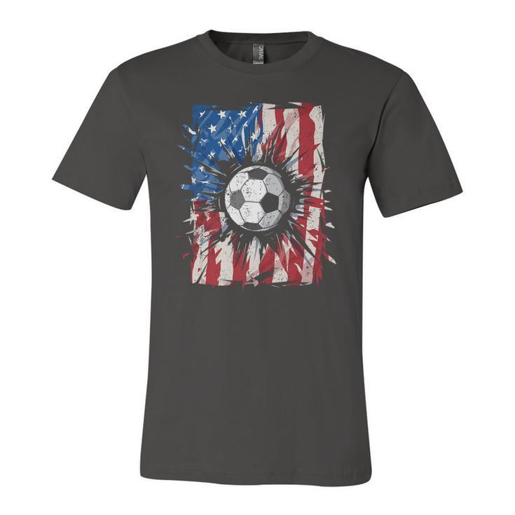 Vintage Soccer 4Th Of July Usa American Flag Boys Jersey T-Shirt