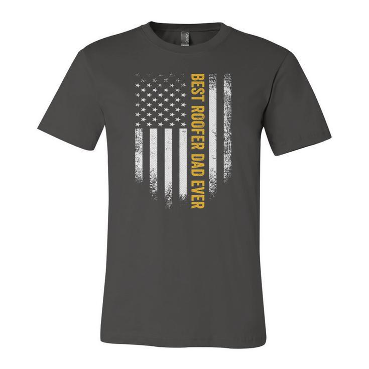 Vintage Usa American Flag Best Roofer Dad Ever Jersey T-Shirt