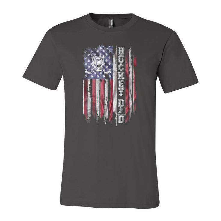 Vintage Usa American Flag Proud Hockey Dad Silhouette Jersey T-Shirt