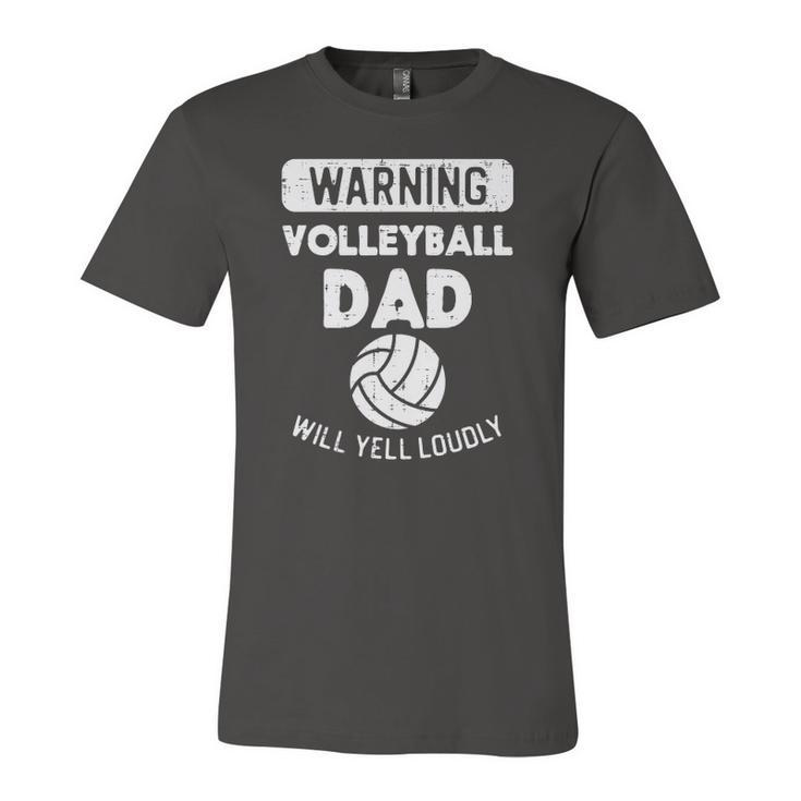 Warning Volleyball Dad Yell Sports Fan Daddy Papa Jersey T-Shirt