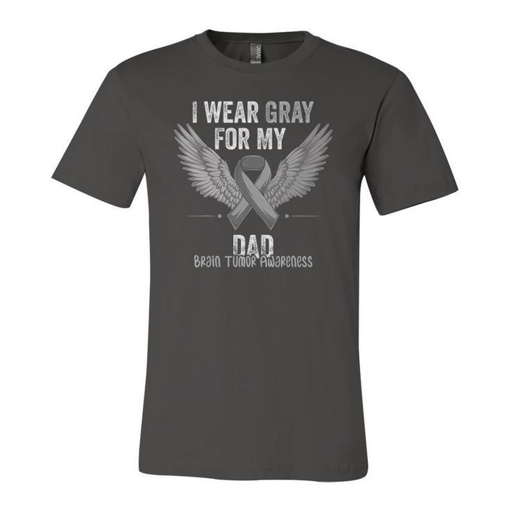I Wear Gray For My Dad Brain Tumor Cancer Awareness Ribbon Jersey T-Shirt