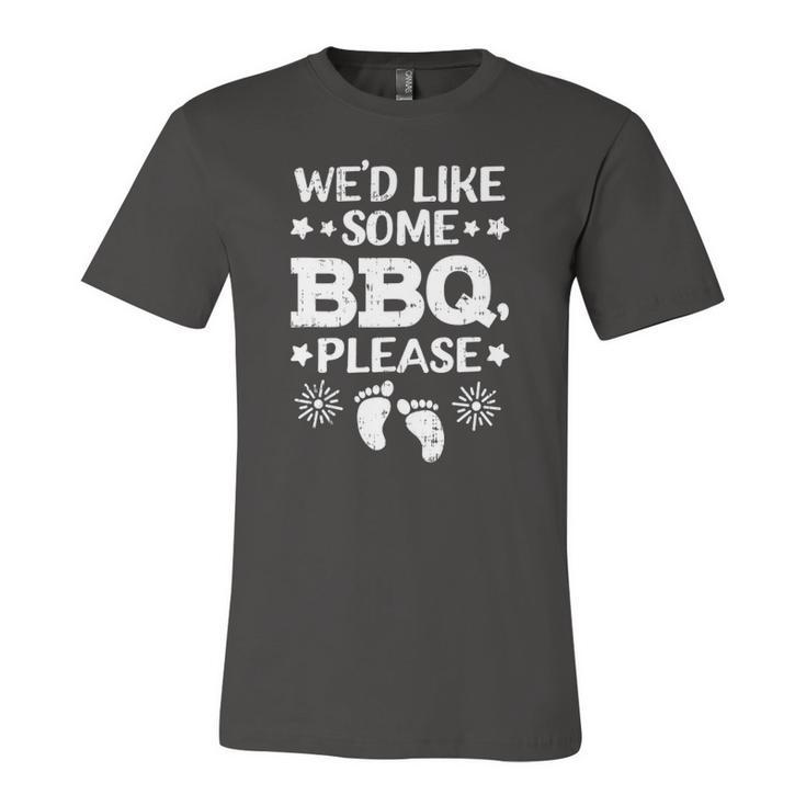 Wed Like Some Bbq Baby 4Th Of July Pregnancy Announcement Jersey T-Shirt