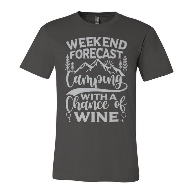 Weekend Forecast Mountain Camper 11 Shirt Unisex Jersey Short Sleeve Crewneck Tshirt