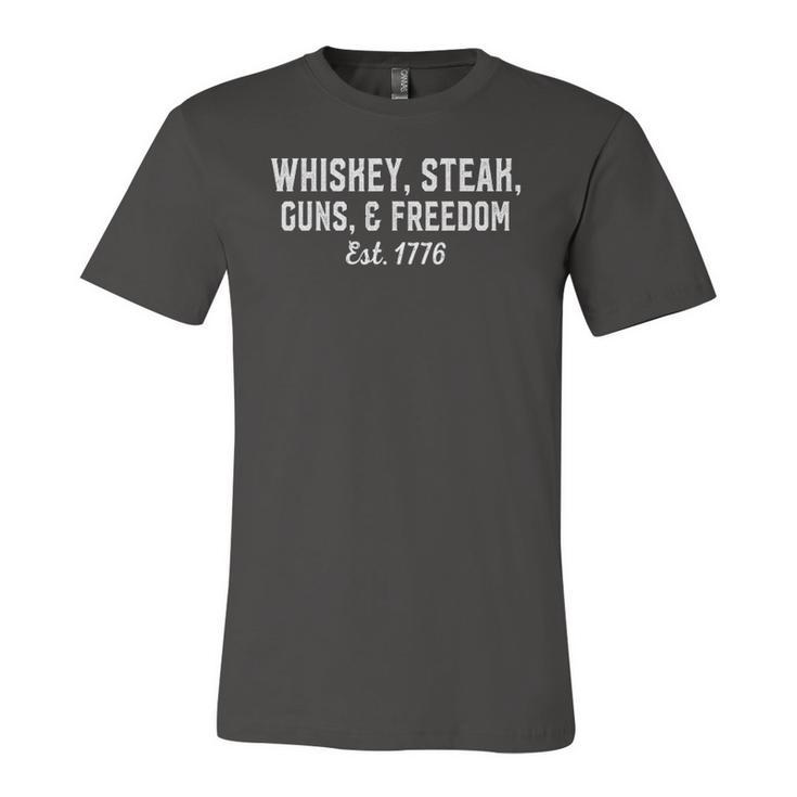 Whiskey Steak Guns Freedom Est 1776 National Day Jersey T-Shirt