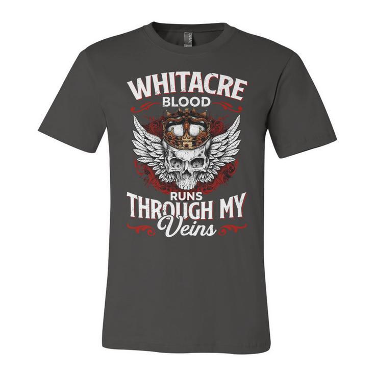 Whitacre Blood Runs Through My Veins Name Unisex Jersey Short Sleeve Crewneck Tshirt