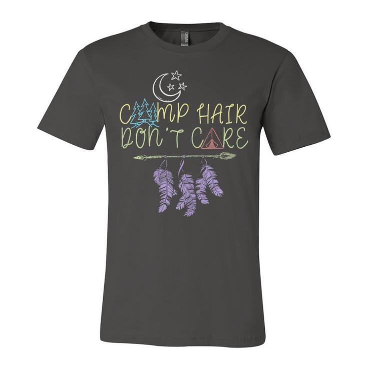 Womens Camp Hair Dont Care Camping Camper Awesome GiftShirt Unisex Jersey Short Sleeve Crewneck Tshirt