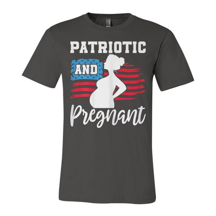 Womens Patriotic And Pregnant Baby Reveal 4Th Of July Pregnancy  Unisex Jersey Short Sleeve Crewneck Tshirt