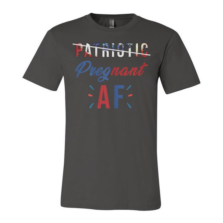 Womens Patriotic Pregnant Af Baby Reveal 4Th Of July Pregnancy Mom  Unisex Jersey Short Sleeve Crewneck Tshirt