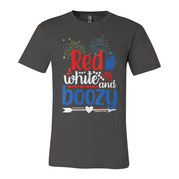Womens Red White And Boozy Alcohol Booze 4Th Of July Beer Party  Unisex Jersey Short Sleeve Crewneck Tshirt
